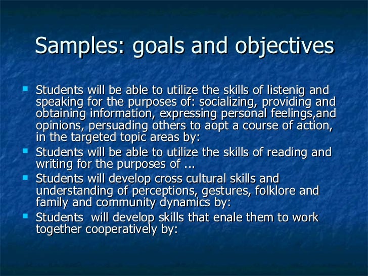 Goals And Objectives in a Language Course