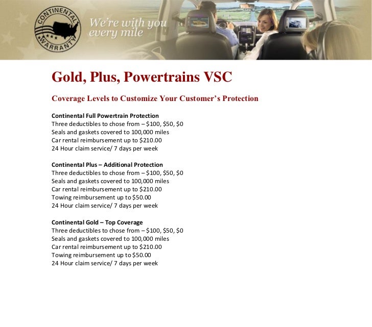 Gold, Plus, Powertrains Vehicle Service Contract 