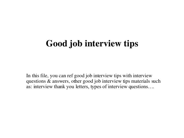 how to do good on a job interview