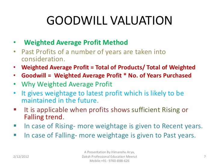 Goodwill valuation