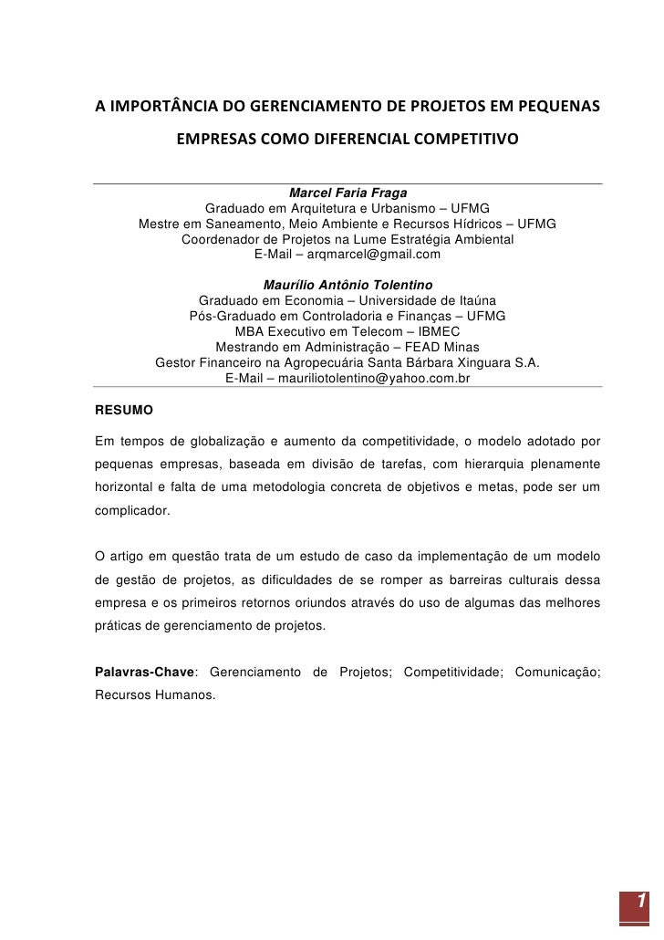Artigos gerenciamento de projetos