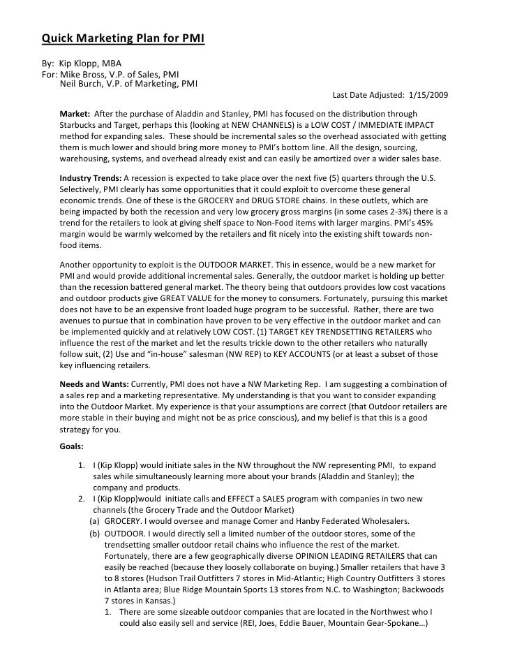 one page business plan template word