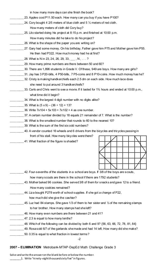 Math Reviewer For Grade 3 Philippines - kidzone math word problems2001