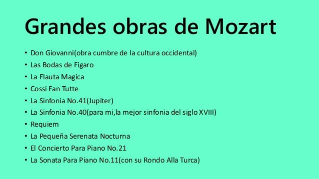 Resultado de imagen de mozart OBRAS