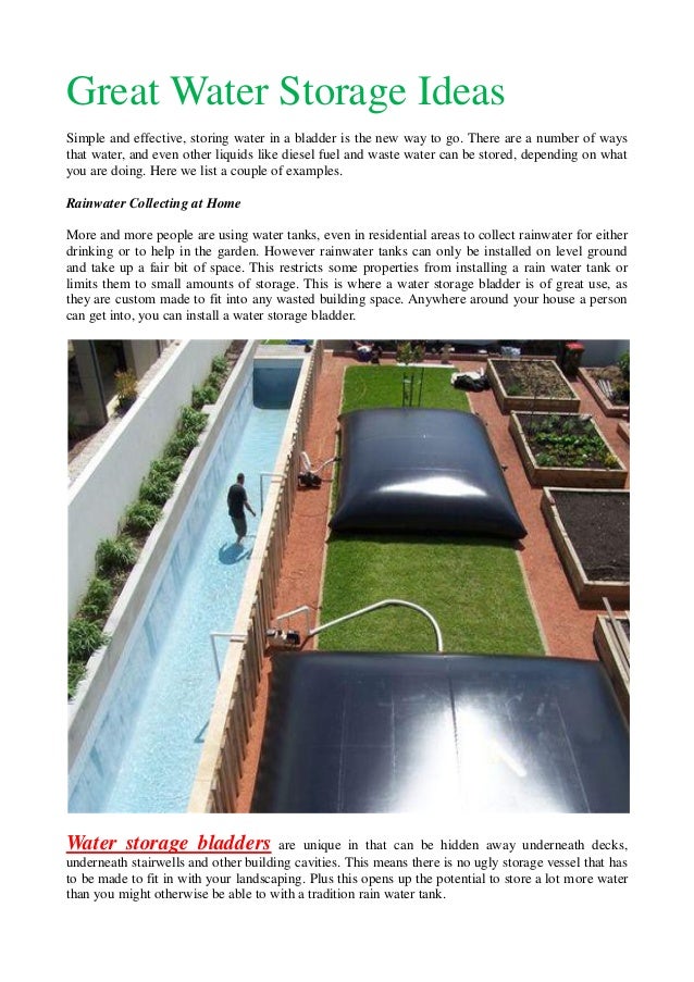 Great water storage ideas