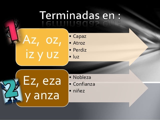 PALABRAS CON TERMINACION AZ EZ IZ OZ - Wroc?awski Informator