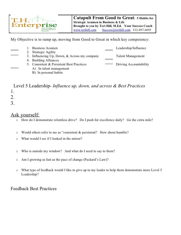 Good to Great Worksheet