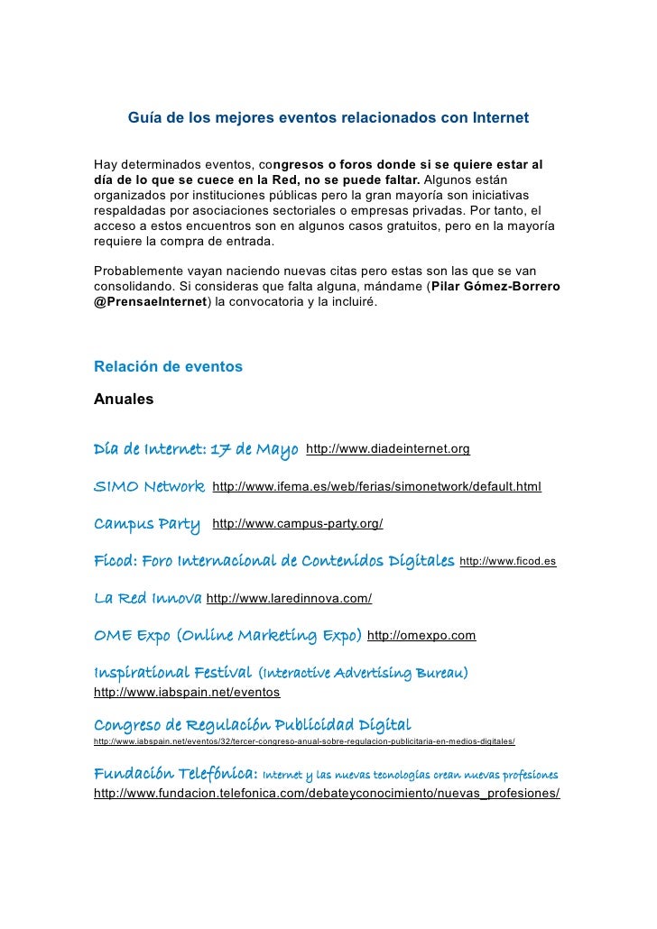 Guía de los mejores eventos sobre Internet