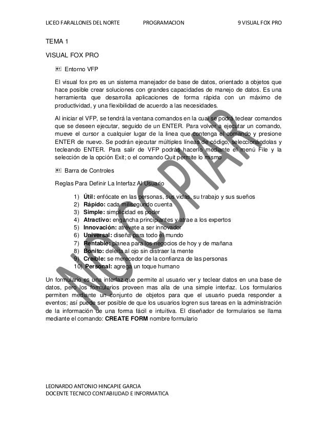 VISUAL FOX CODIGO visual fox codigo: