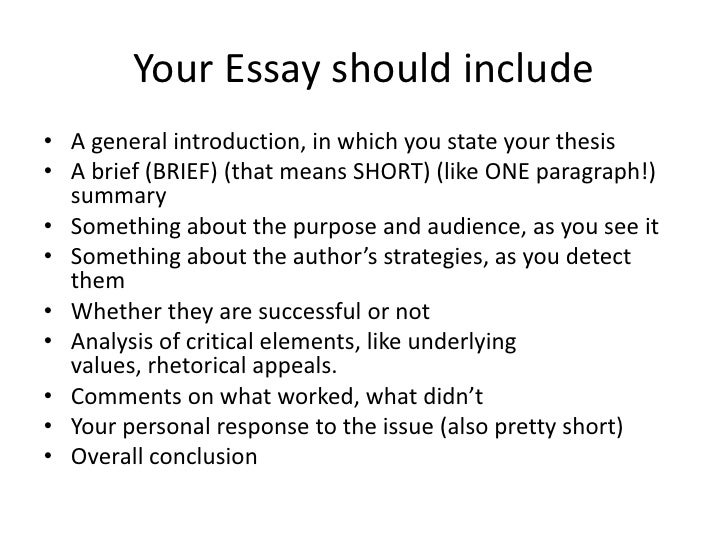 Guidelines to writing an essay