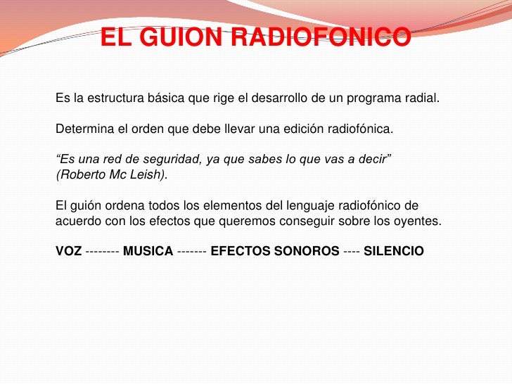 GUION RADIOFONICO guion radiofonico: