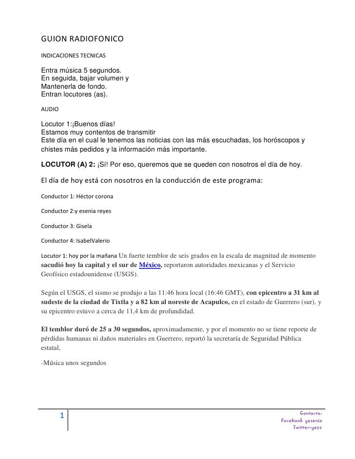 GUION RADIOFONICO guion radiofonico: