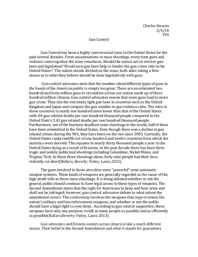 pro gun control essay pdf