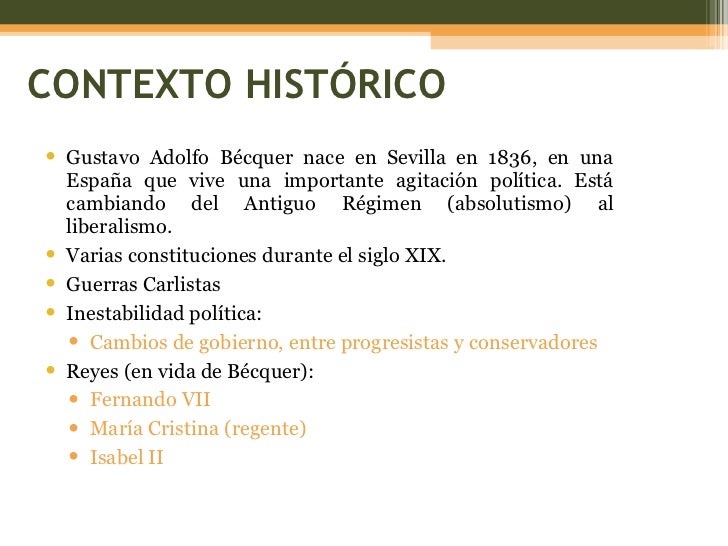 Gustavo Adolfo BecQuer contexto historico Gustavo Adolfo BecQuer contexto historico