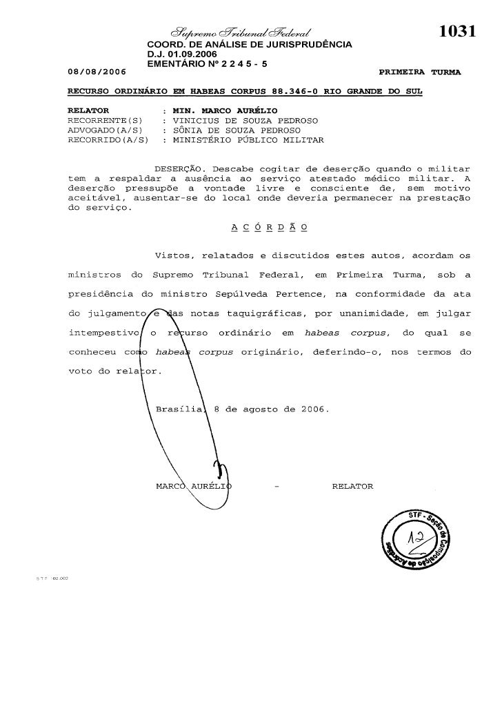 HABEAS CORPUS MODELO habeas corpus modelo: