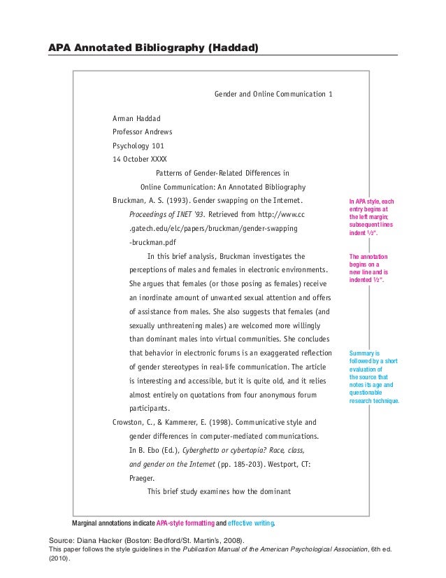 Sample annotated bibliographies apa