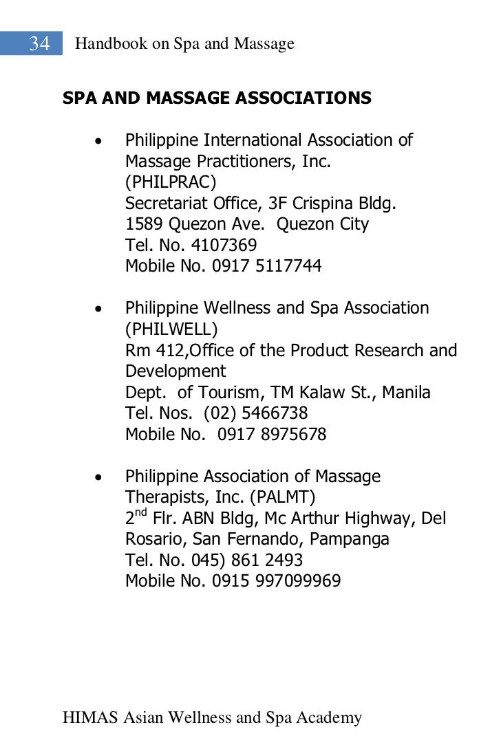 Handbook on Spa and Massage