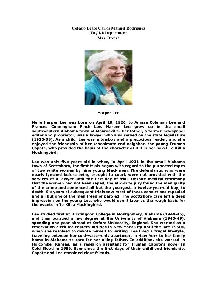 harper lee biography Overview harper lee's to kill a mockingbird is the rare american novel that can be discovered with excitement in adolescence and reread into adulthood without fear of. harper lee biography Overview harper lee's to kill a mockingbird is the rare american novel that can be discovered with excitement in adolescence and reread into adulthood without fear of.