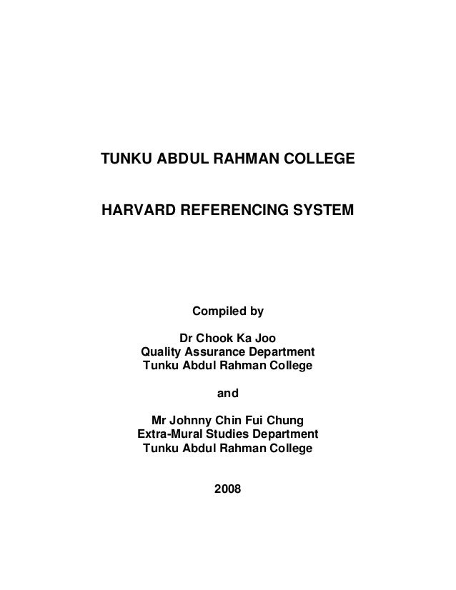 tarc Harvard referencing system