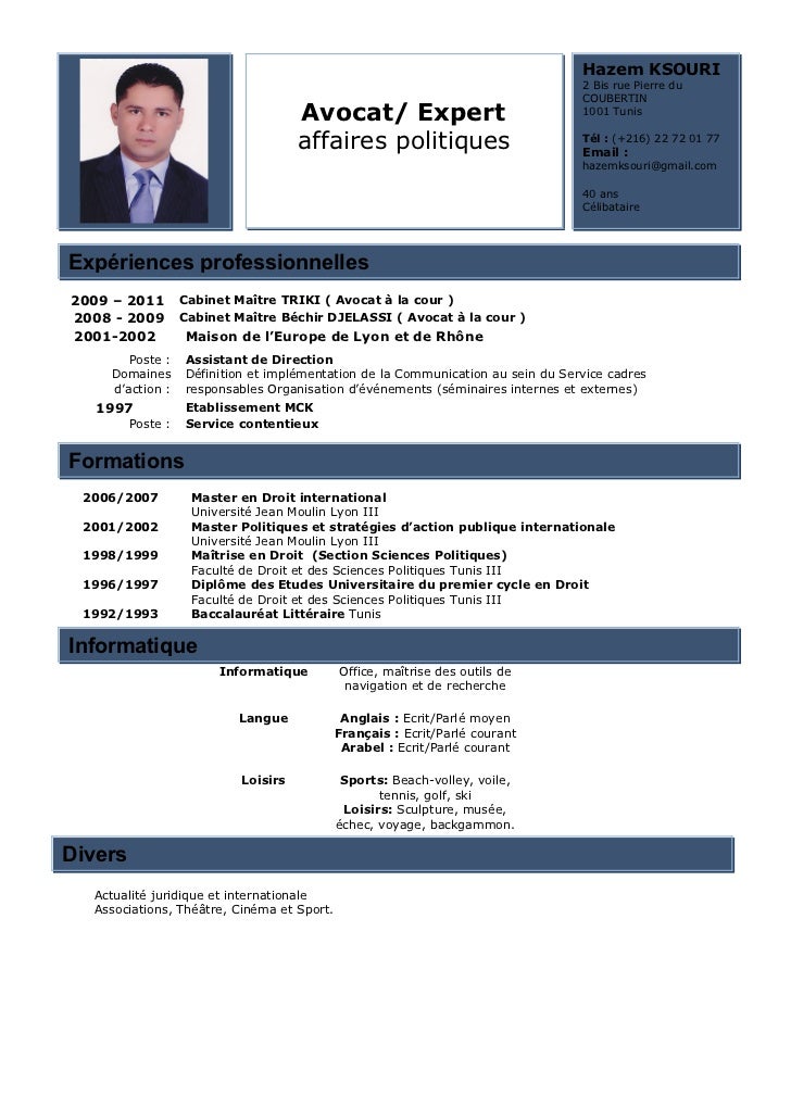 exemple cv avocat à imprimer