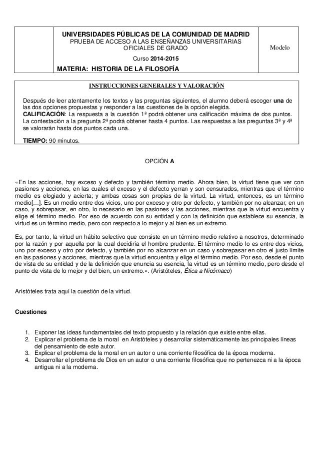 EXAMEN DE SELECTIVIDAD FILOSOFIA RESUELTOS examen de selectividad filosofia resueltos:
