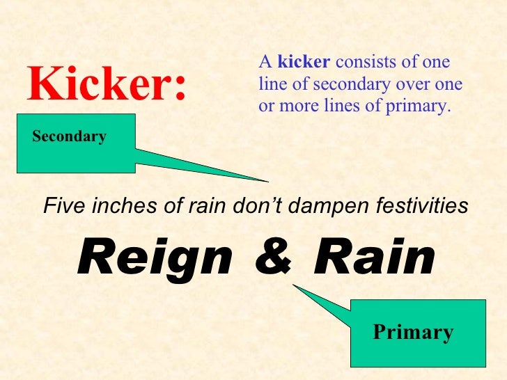 Newspaper terms kicker