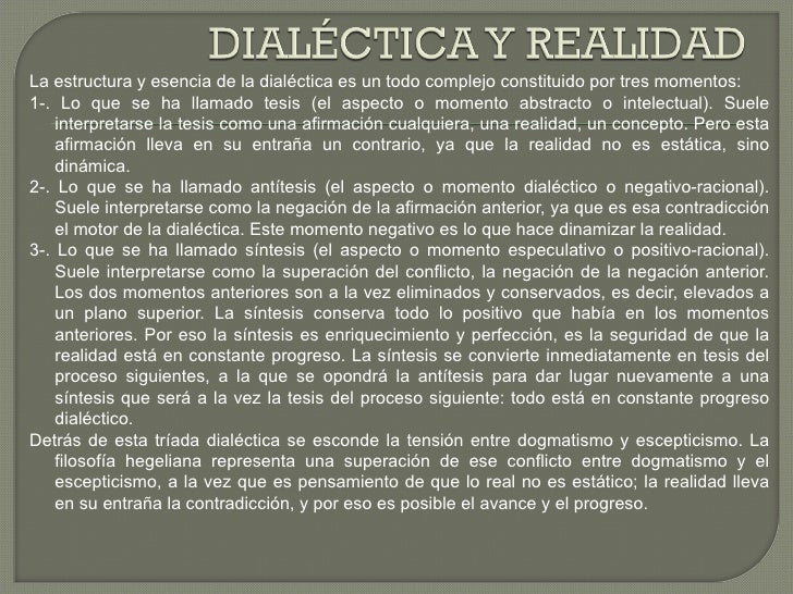 Hegel. El concepto de Dialectica Hegel. El concepto de Dialectica