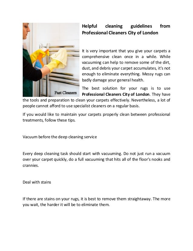 Helpful cleaning guidelines from professional cleaners city of london