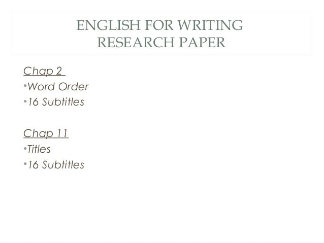 English for Writing Research Papers