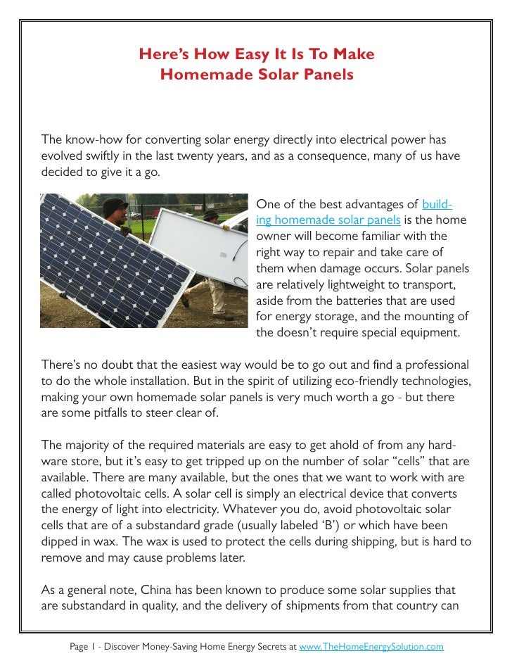 Homemade Solar Panels