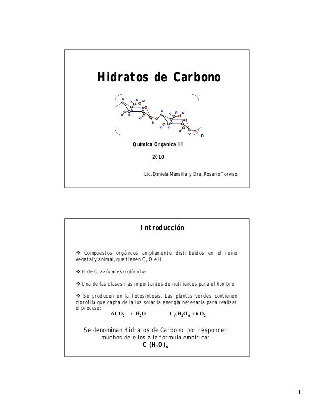 HIDRATOS DE CARBONO QUIMICA hidratos de carbono quimica: