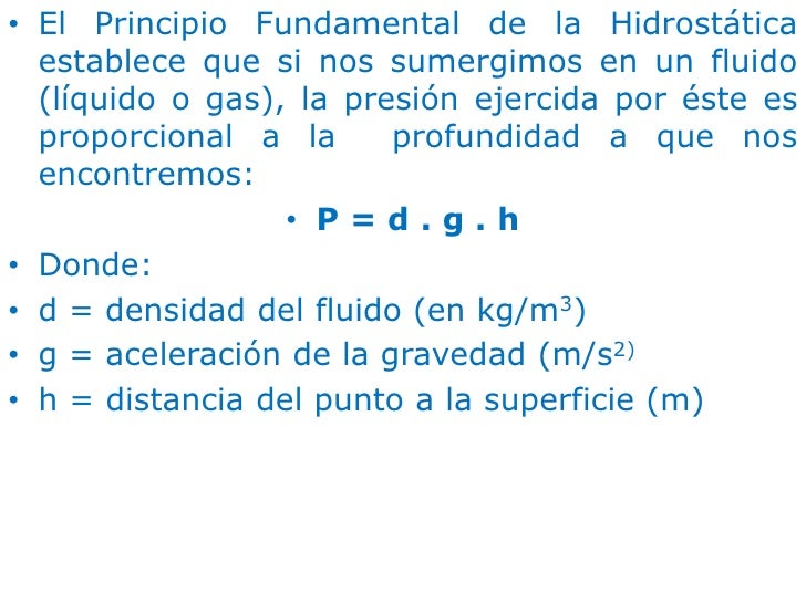 Resultado de imagen de ecuación fundamental de la hidrostática