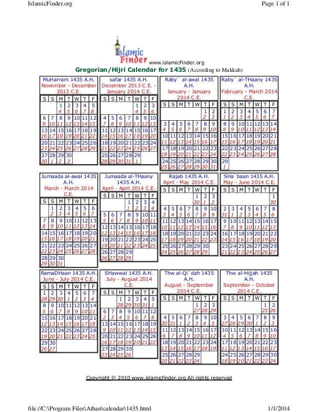 Hijira calander 1435