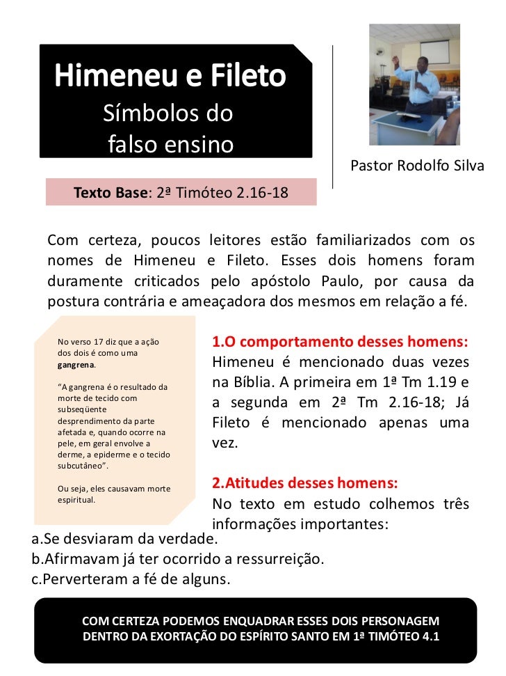 Símbolos do              falso ensino                                                     Pastor Rodolfo Silva       Texto...
