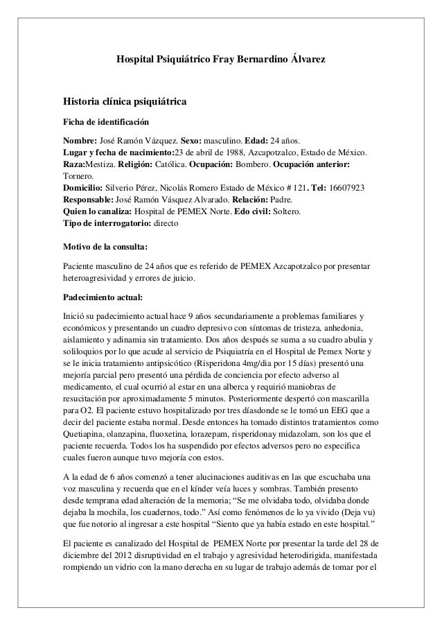 HISTORIA CLINICA DE PSICOLOGIA historia clinica de psicologia: