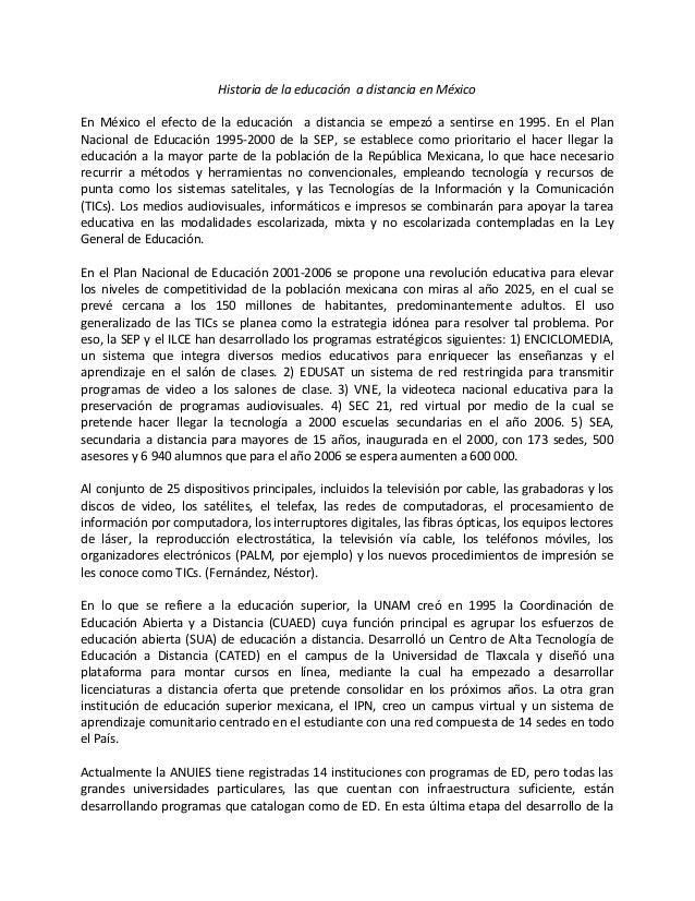 LA EDUCACION A DISTANCIA EN MEXICO la educacion a distancia en mexico: