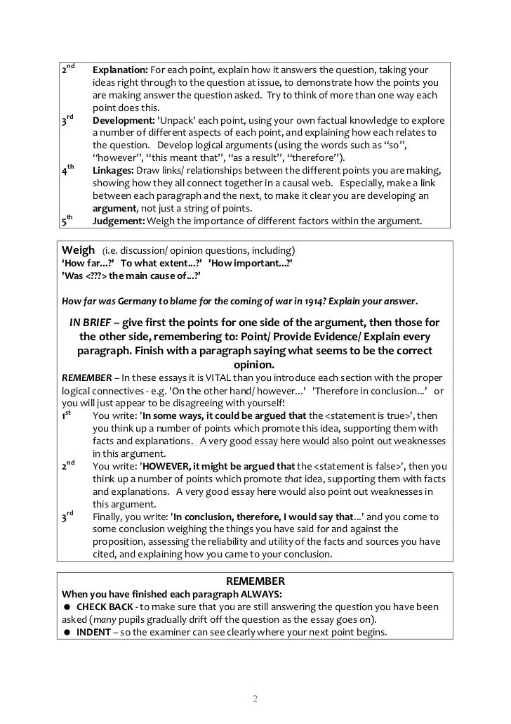 Structure of an a level history essay