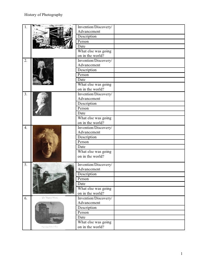 Photography Worksheets history of photo worksheet Photography Worksheets history of photo worksheet