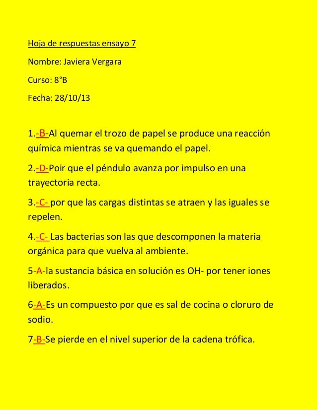 HOJA RESPUESTAS hoja respuestas: