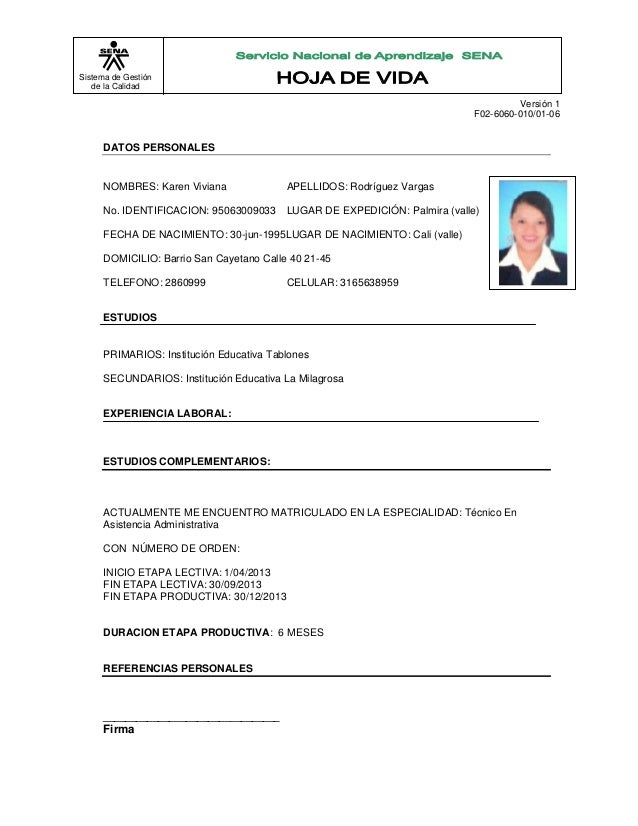 FORMATO HOJA DE VIDA EMPRESA formato hoja de vida empresa: