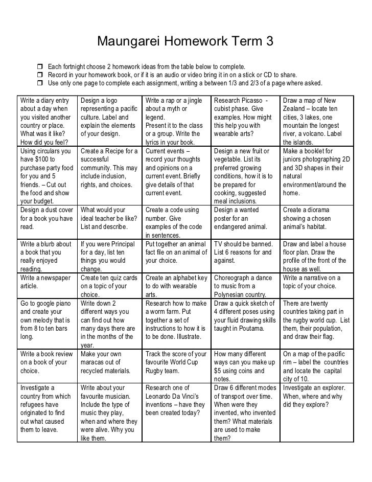 Homework grid