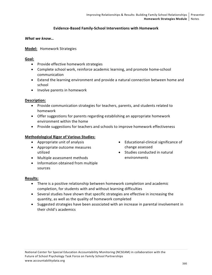 Parental involvement in homework a research synthesis