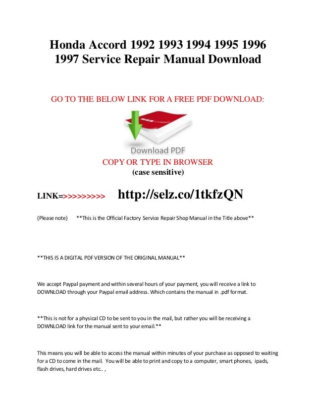 1994 Honda accord owners manual free download #7