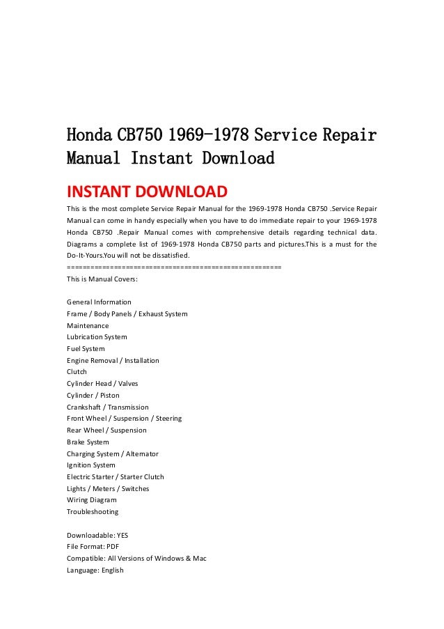 Honda cb 750 repair manual download #1