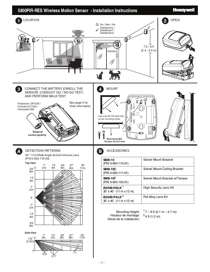 Honeywell 5800PIR-RES Install Guide
