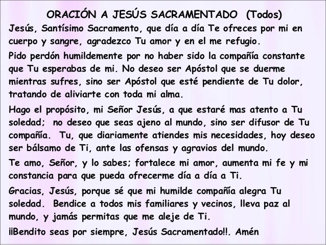 Oraciones Para Hora Santa Jesus Sacramentado
