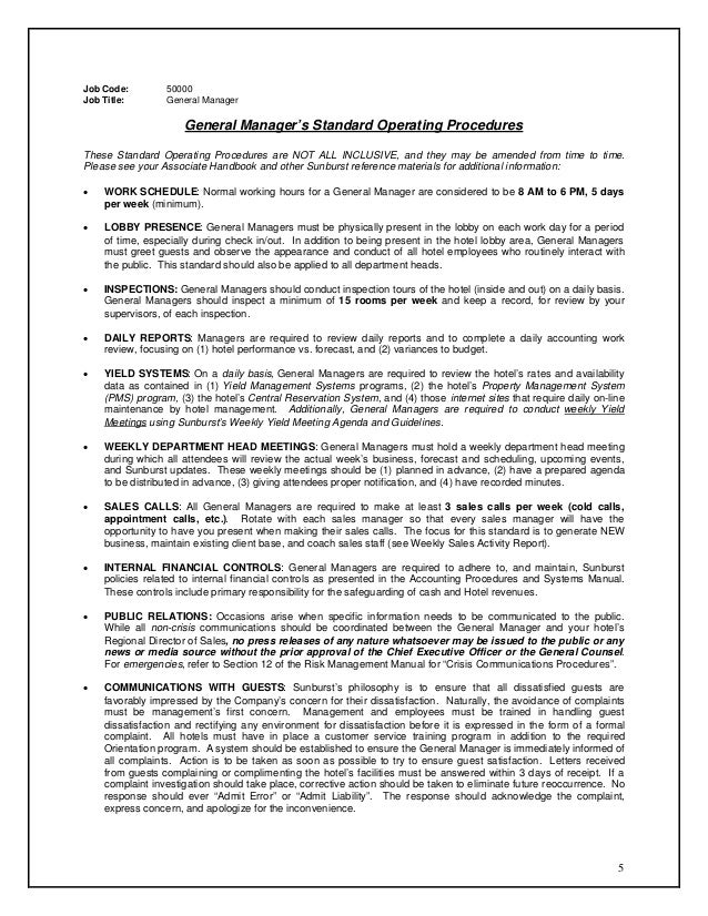 hotel general manager job description