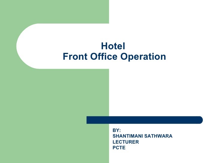 Hotel Front Office Procedures Manual