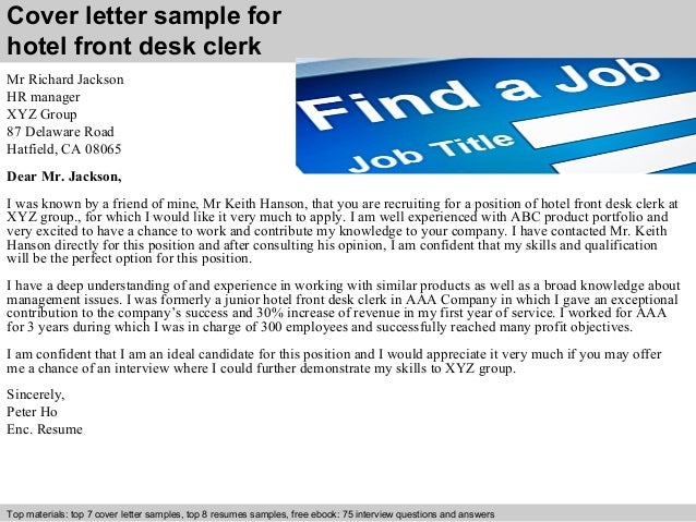 Cover Letter For Front Desk Position With No Experience Example
