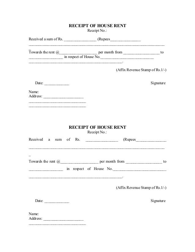 rent receipt format india
